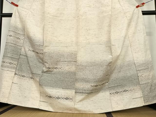 平和屋着物●ぜんまい紬 訪問着 横段花文 正絹 逸品 AABC4837zg
