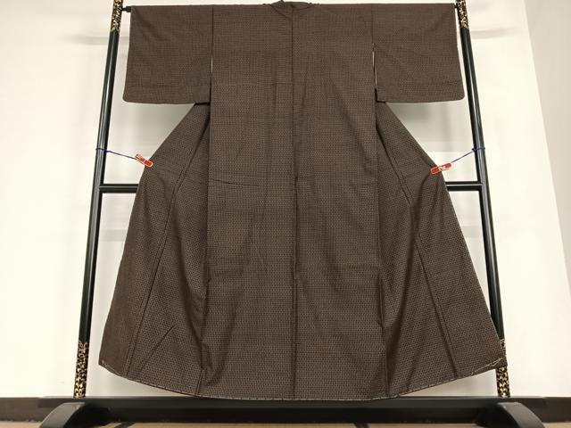 平和屋着物●国指定重要無形文化財 本場久米島紬 手織 格子 正絹 逸品 未使用 AABC4841zg