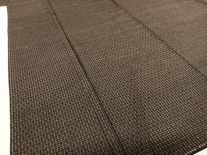平和屋着物●国指定重要無形文化財 本場久米島紬 手織 格子 正絹 逸品 未使用 AABC4841zg