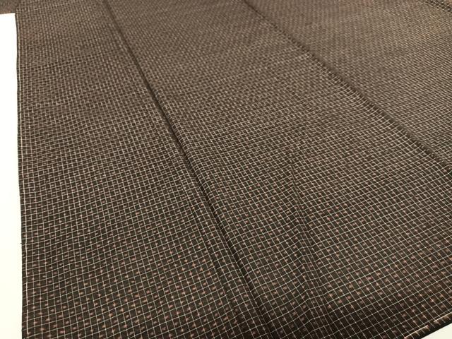 平和屋着物●国指定重要無形文化財 本場久米島紬 手織 格子 正絹 逸品 未使用 AABC4841zg