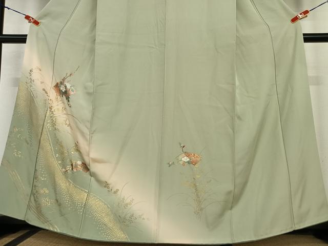 平和屋着物●訪問着　地紙枝花文　暈し染め　金彩　高島屋扱い　正絹　逸品　AABC4854zg