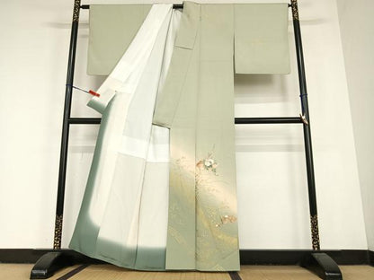 平和屋着物●訪問着　地紙枝花文　暈し染め　金彩　高島屋扱い　正絹　逸品　AABC4854zg