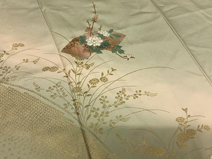 平和屋着物●訪問着　地紙枝花文　暈し染め　金彩　高島屋扱い　正絹　逸品　AABC4854zg