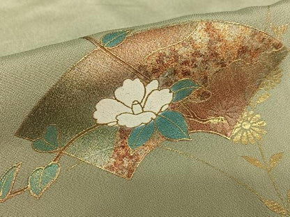 平和屋着物●訪問着　地紙枝花文　暈し染め　金彩　高島屋扱い　正絹　逸品　AABC4854zg