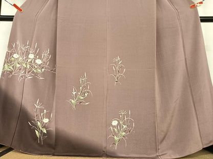 平和屋着物●訪問着　友禅　草花文　暈し染め　金彩　鬼しぼ縮緬　正絹　逸品　AABC4857zg