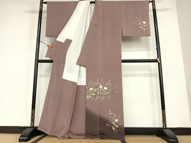 平和屋着物●訪問着　友禅　草花文　暈し染め　金彩　鬼しぼ縮緬　正絹　逸品　AABC4857zg