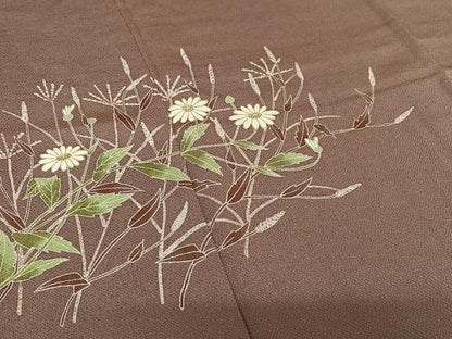 平和屋着物●訪問着　友禅　草花文　暈し染め　金彩　鬼しぼ縮緬　正絹　逸品　AABC4857zg