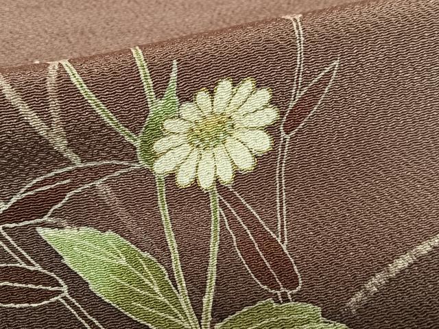 平和屋着物●訪問着　友禅　草花文　暈し染め　金彩　鬼しぼ縮緬　正絹　逸品　AABC4857zg
