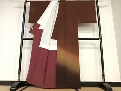 平和屋着物●訪問着　霞文　暈し染め　正絹　逸品　AABC4863zg