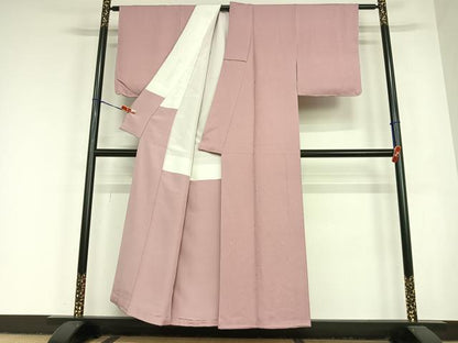 平和屋着物●上質な色無地　箔散らし地紋　浅蘇芳色　正絹　逸品　未使用　AABC4869zg