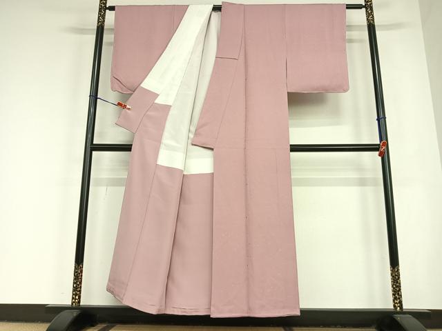 平和屋着物●上質な色無地　箔散らし地紋　浅蘇芳色　正絹　逸品　未使用　AABC4869zg