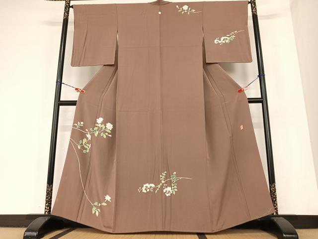 平和屋着物●京加賀糸目友禅作家　山崎巌　訪問着　枝花文　正絹　逸品　AABC4878zg