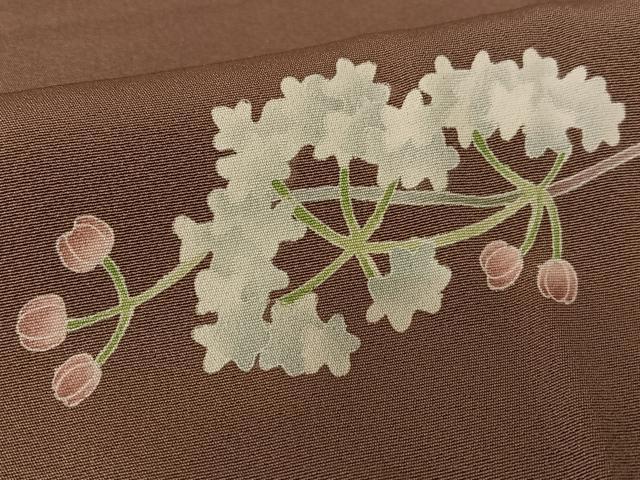 平和屋着物●京加賀糸目友禅作家　山崎巌　訪問着　枝花文　正絹　逸品　AABC4878zg