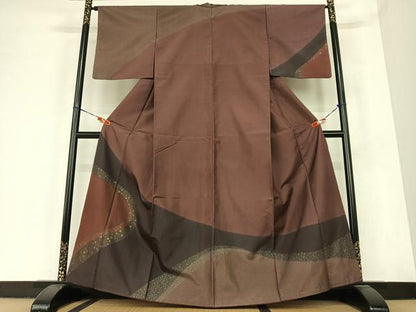 平和屋着物●本場染大島紬 訪問着 箔散らし 金彩 正絹 逸品 AABC4882zg