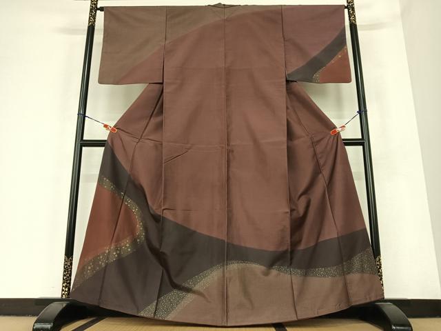 平和屋着物●本場染大島紬 訪問着 箔散らし 金彩 正絹 逸品 AABC4882zg