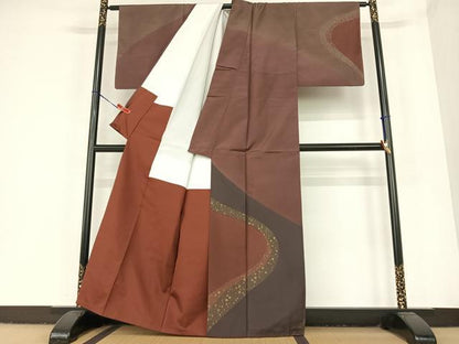 平和屋着物●本場染大島紬 訪問着 箔散らし 金彩 正絹 逸品 AABC4882zg