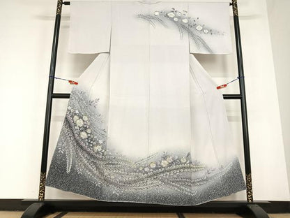 平和屋着物●訪問着 辻が花 絞り 暈し染め 金彩 正絹 逸品 未使用 AABC4903zg