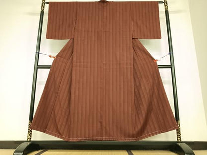 平和屋着物●お召 間道 三越扱い 正絹 逸品 未使用 AABC4906zg