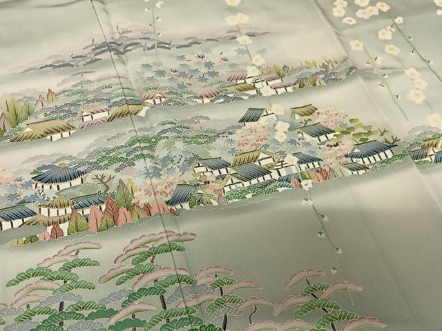 平和屋着物●本加賀友禅作家　東藤岳　訪問着　風景草花文　正絹　逸品　未使用　AABC4912zg