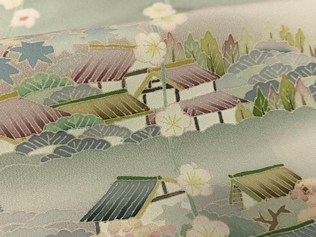 平和屋着物●本加賀友禅作家　東藤岳　訪問着　風景草花文　正絹　逸品　未使用　AABC4912zg
