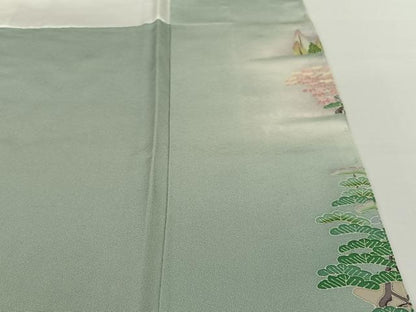 平和屋着物●本加賀友禅作家　東藤岳　訪問着　風景草花文　正絹　逸品　未使用　AABC4912zg