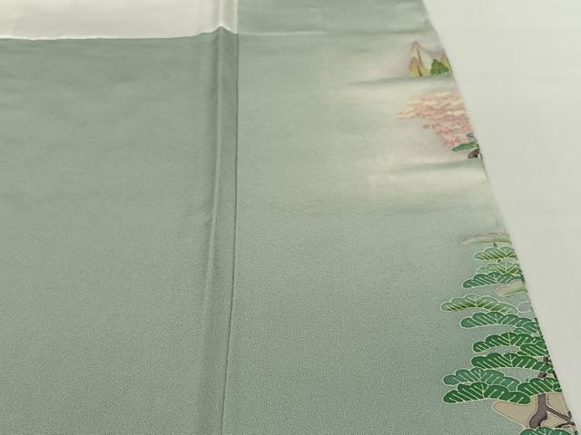 平和屋着物●本加賀友禅作家　東藤岳　訪問着　風景草花文　正絹　逸品　未使用　AABC4912zg