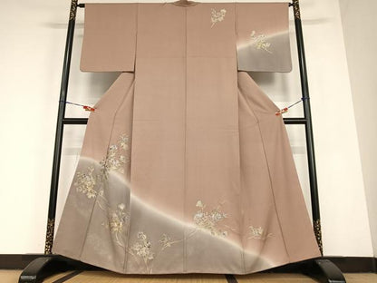 平和屋着物●訪問着 枝花文 暈し染め 金彩 正絹 逸品 AABC4915zg