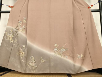 平和屋着物●訪問着 枝花文 暈し染め 金彩 正絹 逸品 AABC4915zg