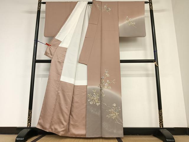 平和屋着物●訪問着 枝花文 暈し染め 金彩 正絹 逸品 AABC4915zg