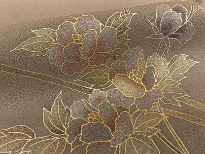 平和屋着物●訪問着 枝花文 暈し染め 金彩 正絹 逸品 AABC4915zg