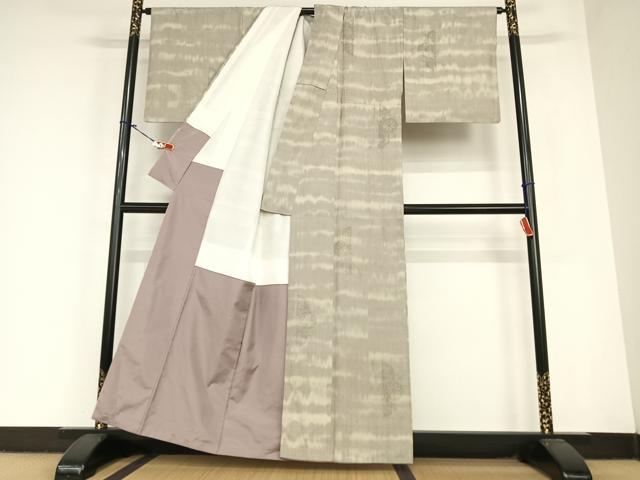 平和屋着物●結城紬　100亀甲　飛び亀甲柄　源氏車花文　正絹　逸品　AABC4931zg