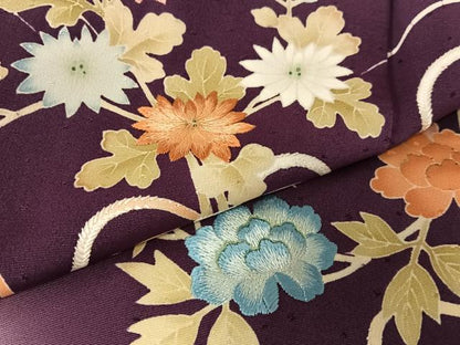 平和屋着物●訪問着 友禅 刺繍 立波花文 暈し染め 金糸 正絹 逸品 AABC4949zg