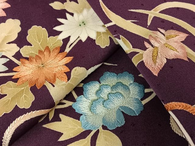 平和屋着物●訪問着 友禅 刺繍 立波花文 暈し染め 金糸 正絹 逸品 AABC4949zg
