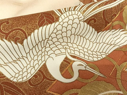平和屋着物●豪華色留袖　駒刺繍　鳳凰花菱文　金彩　正絹　逸品　AABC4954zg