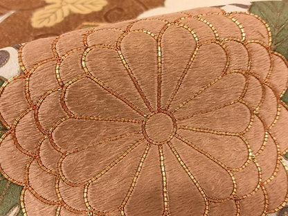 平和屋着物●豪華色留袖　駒刺繍　鳳凰花菱文　金彩　正絹　逸品　AABC4954zg