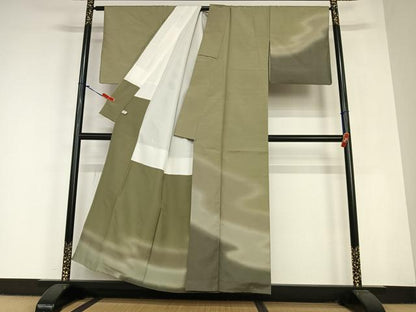 平和屋着物●根津栄一　訪問着　紬地　霞文　暈し染め　正絹　逸品　AABC4964zg