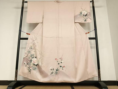 平和屋着物●訪問着　友禅　草花文　枝梅　暈し染め　正絹　逸品　AABC4972zg