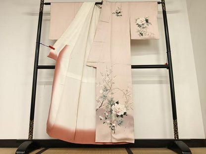 平和屋着物●訪問着　友禅　草花文　枝梅　暈し染め　正絹　逸品　AABC4972zg