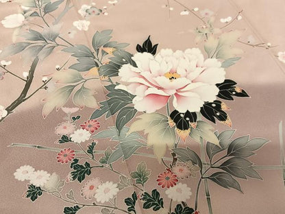 平和屋着物●訪問着　友禅　草花文　枝梅　暈し染め　正絹　逸品　AABC4972zg