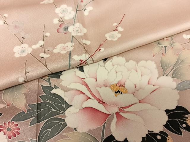 平和屋着物●訪問着　友禅　草花文　枝梅　暈し染め　正絹　逸品　AABC4972zg