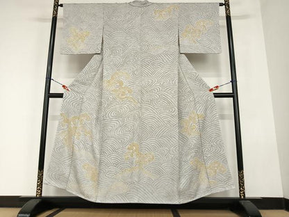 平和屋着物●訪問着 絞り 立波文 正絹 逸品 AABC4978zg