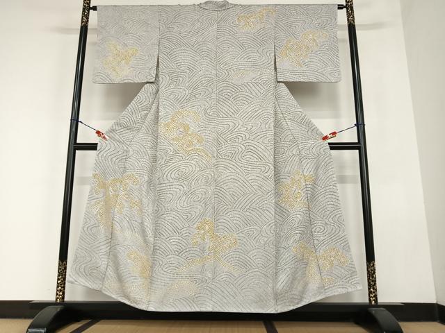 平和屋着物●訪問着 絞り 立波文 正絹 逸品 AABC4978zg