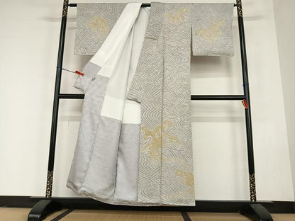 平和屋着物●訪問着 絞り 立波文 正絹 逸品 AABC4978zg