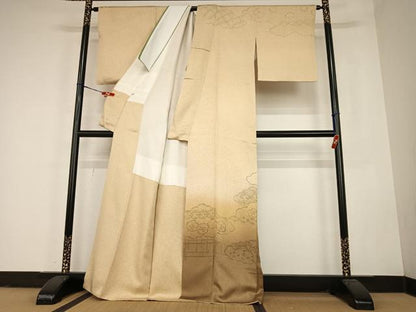 平和屋着物●中嶋まさひろ 蝋彩染作家　訪問着　雲重ね亀甲花文　暈し染め　正絹　逸品　AABC4988zg