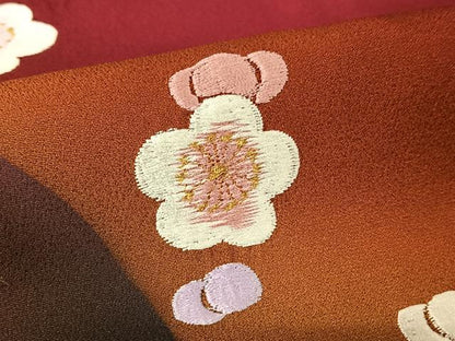 平和屋着物●豪華振袖　刺繍　舞梅文　暈し染め　金糸　正絹　逸品　AABC4990zg