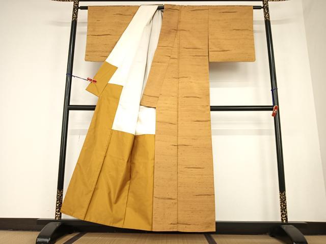 平和屋着物●上質な紬 変わり横段文 正絹 逸品 AABC4998zg