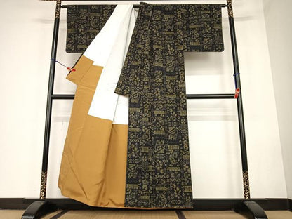 平和屋着物●上質な紬　更紗花文　正絹　逸品　未使用　AABC5000zg