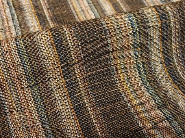 平和屋着物●上質な紬　縞　正絹　逸品　AABC5001zg