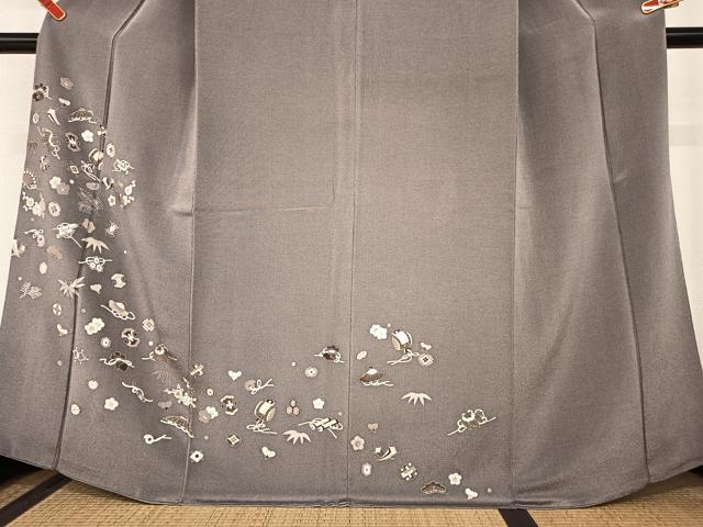 平和屋着物●訪問着 友禅 松竹梅宝尽くし 鬼しぼ縮緬 正絹 逸品 AABC5003zg