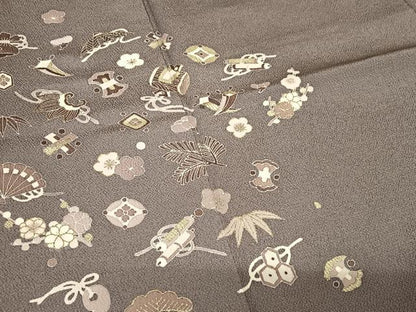 平和屋着物●訪問着 友禅 松竹梅宝尽くし 鬼しぼ縮緬 正絹 逸品 AABC5003zg